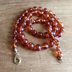 Deep Amber Beaded Necklace with Clasp